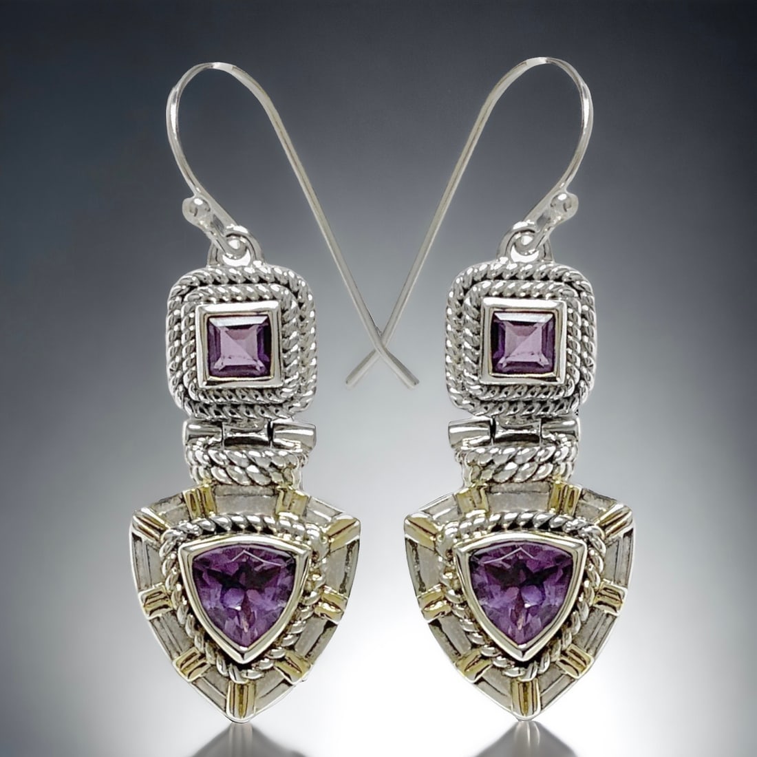Epic Sterling Silver Earrings with Amethyst Gems and a one-of-a-kind style (1 of 1)