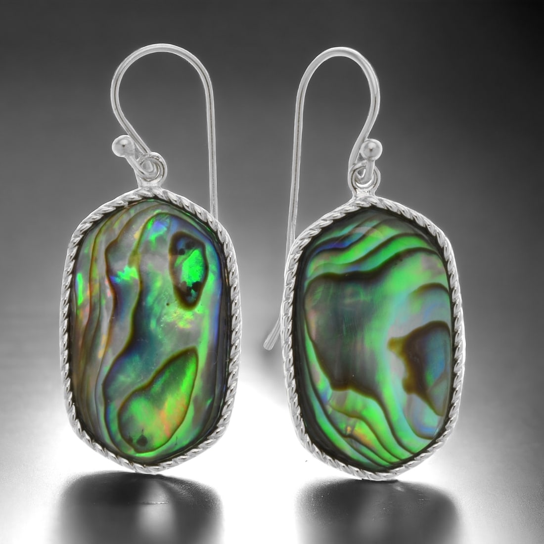 Oceanic Abalone Sterling Silver Earrings with an elegant twisted edge (1 of 1)