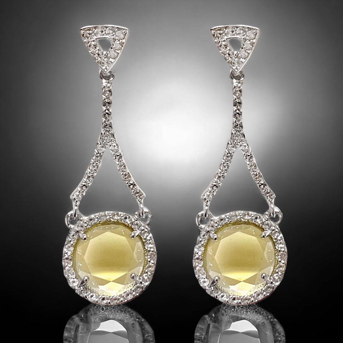 Imperial Lemon Quartz Sterling Silver Earrings with sparkling White Topaz (1 of 1)