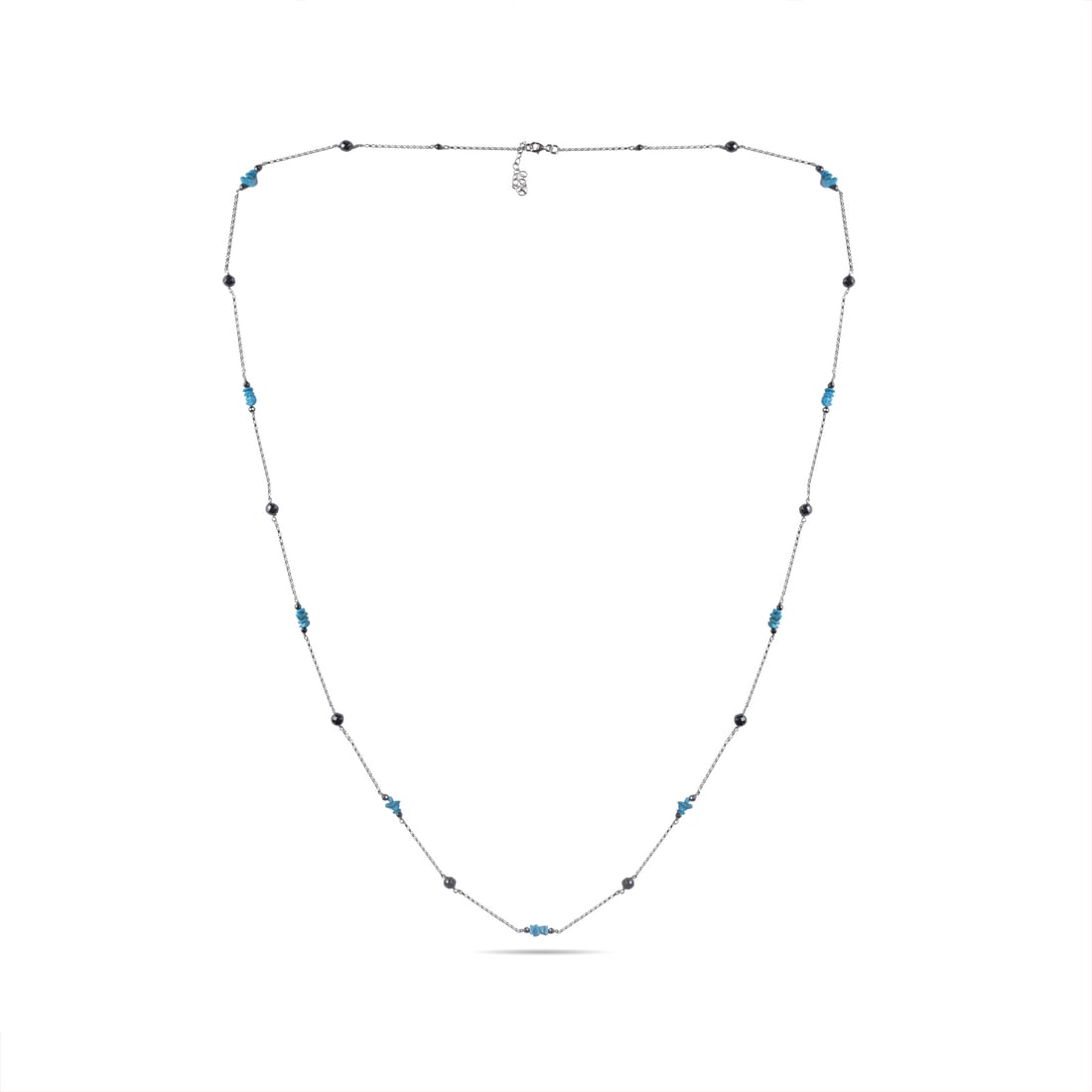 Southwest Turquoise Hematite Station 36" + 1" Necklace (1 of 1)