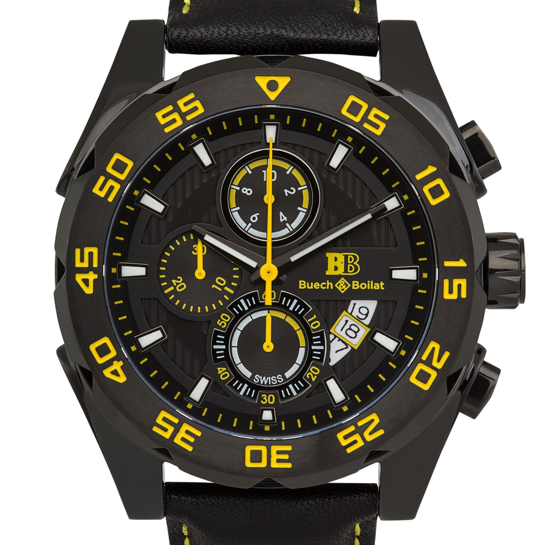 Buech & Boilat Torrent: Swiss Chronograph: Swiss Chronograph: 44mm case, true chronograph functions, Swiss Ronda 3540.D movement. Multi-layered dial, luminescent hands, sapphire crystal.