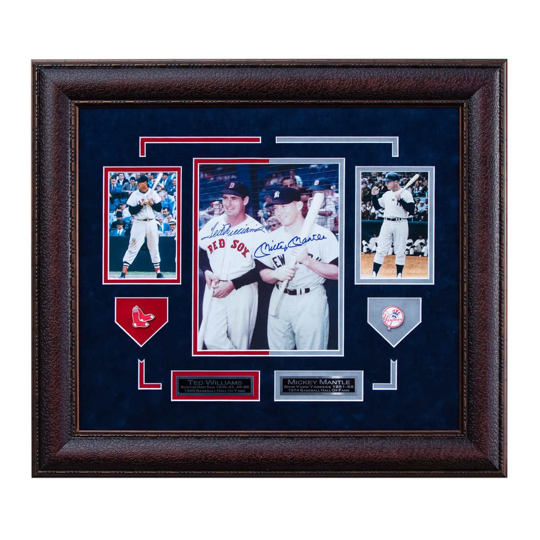 Genuine Ted Williams & Mickey Mantle Signed 8x10: Extraordinary Ted Williams & Mickey Mantle Signed 8x10, Museum-Quality Custom Designed Frame. Up for your consideration is an extraordinary piece carved into the annals of Baseball history - an autogr