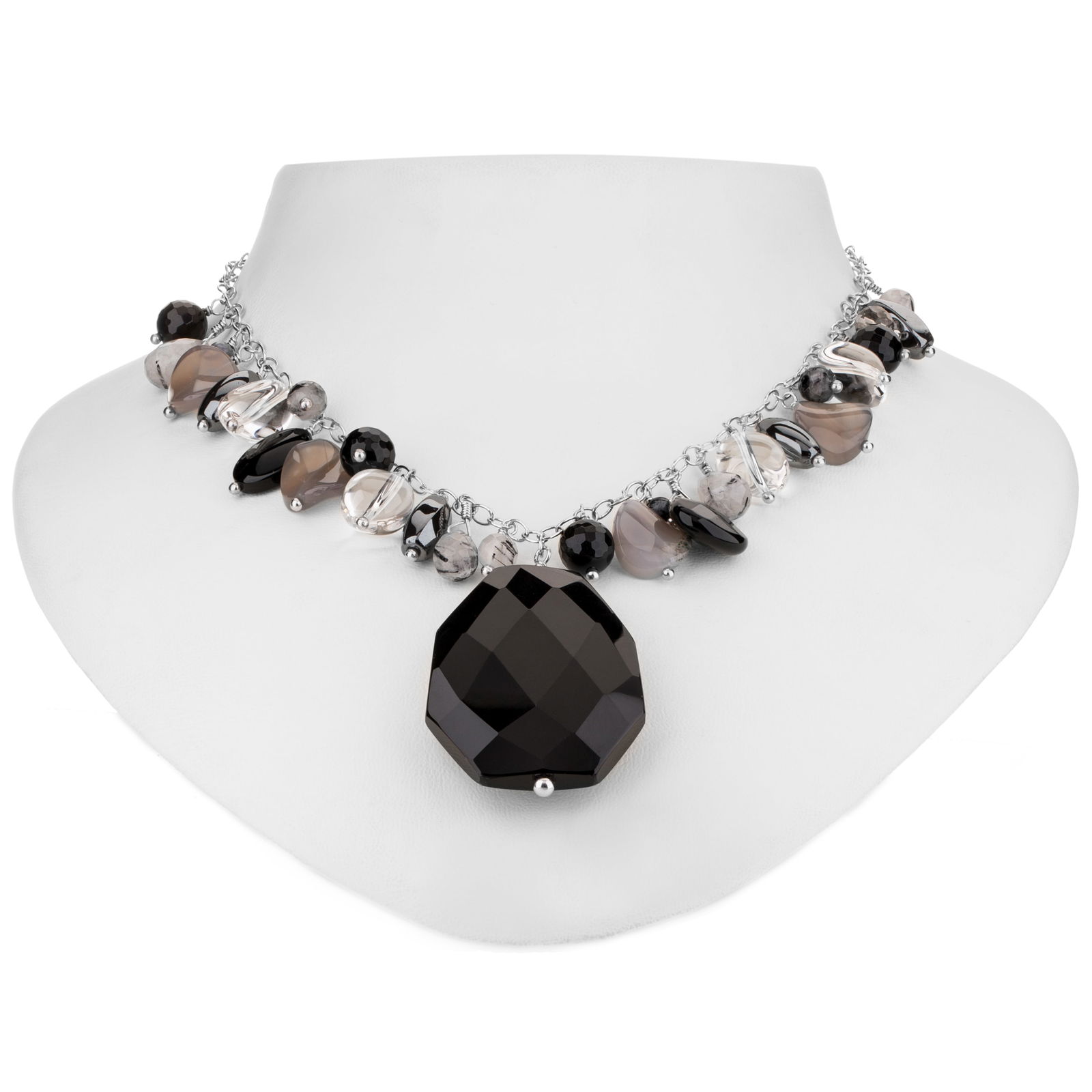 20" Black Onyx, Rutilated , Crystal Quartz Necklace (1 of 1)