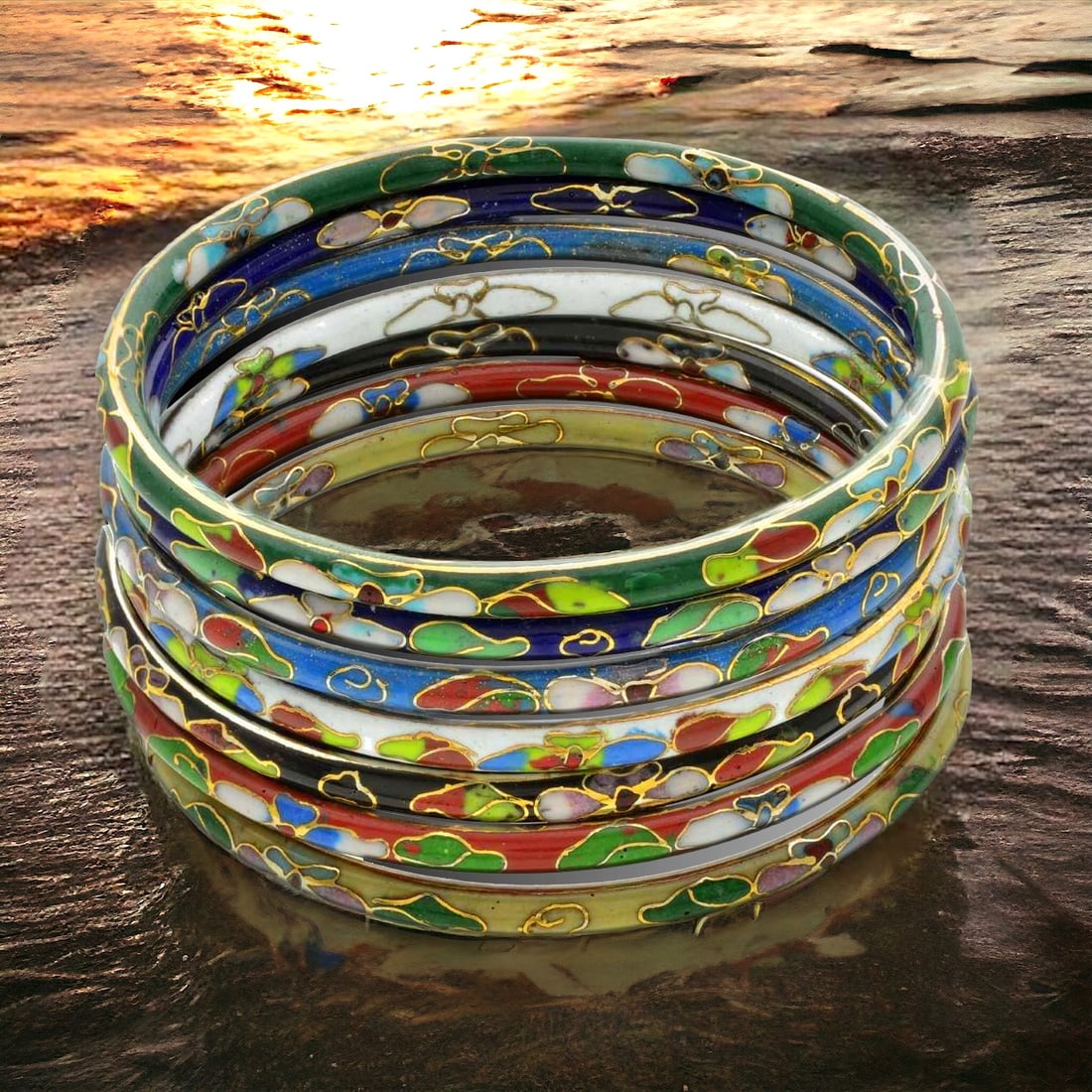 Set of 7 Cloisonne Bracelets that are each elaborated decorated to provide an array of color to your (1 of 1)