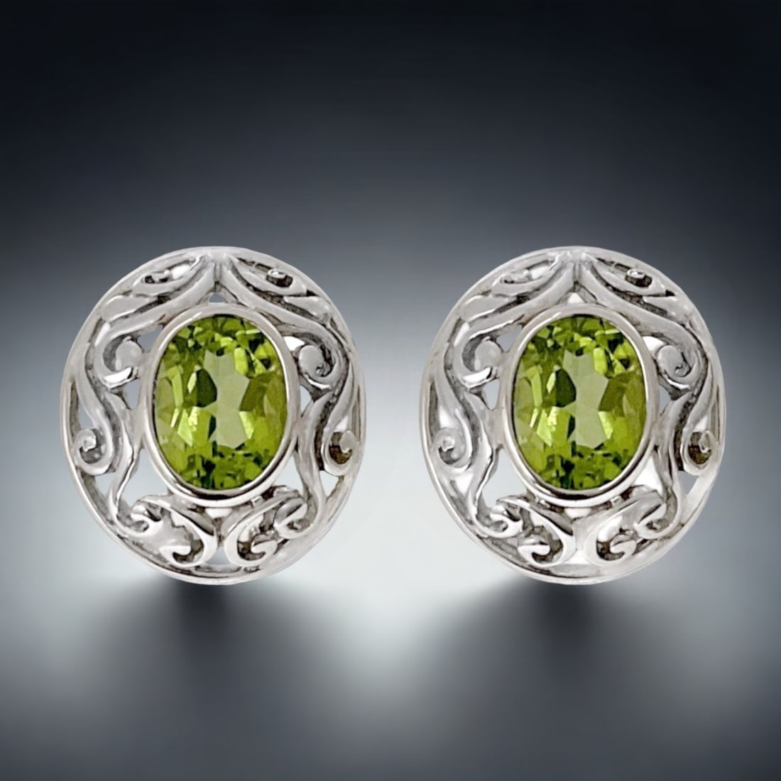 Glimmering Green Peridot Sterling Silver Earrings (1 of 1)