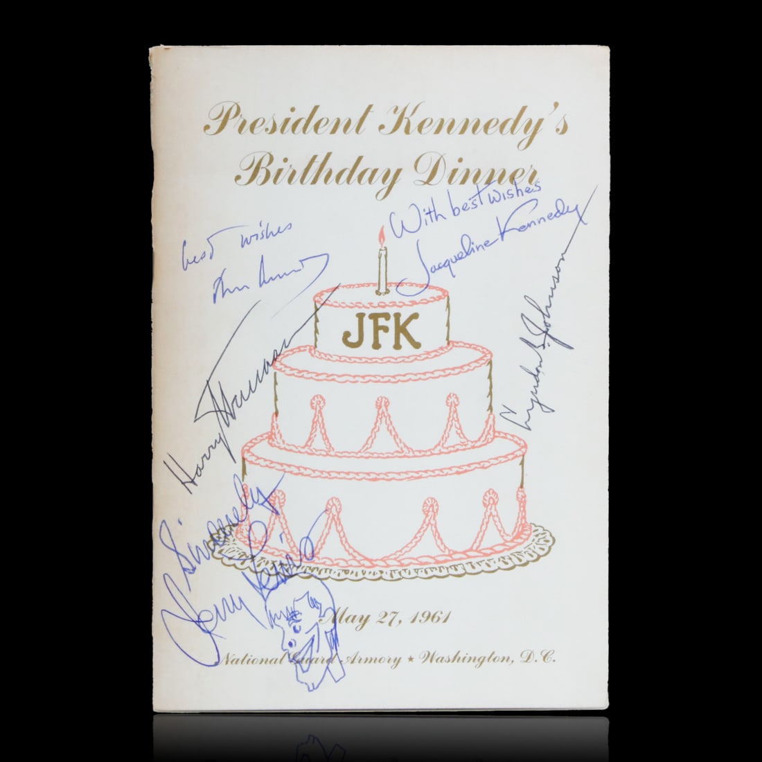 John & Jacqueline Kennedy, Lyndon Johnson, Harry Truman & Jerry Lewis Signed Birthday Dinner Program (1 of 5)