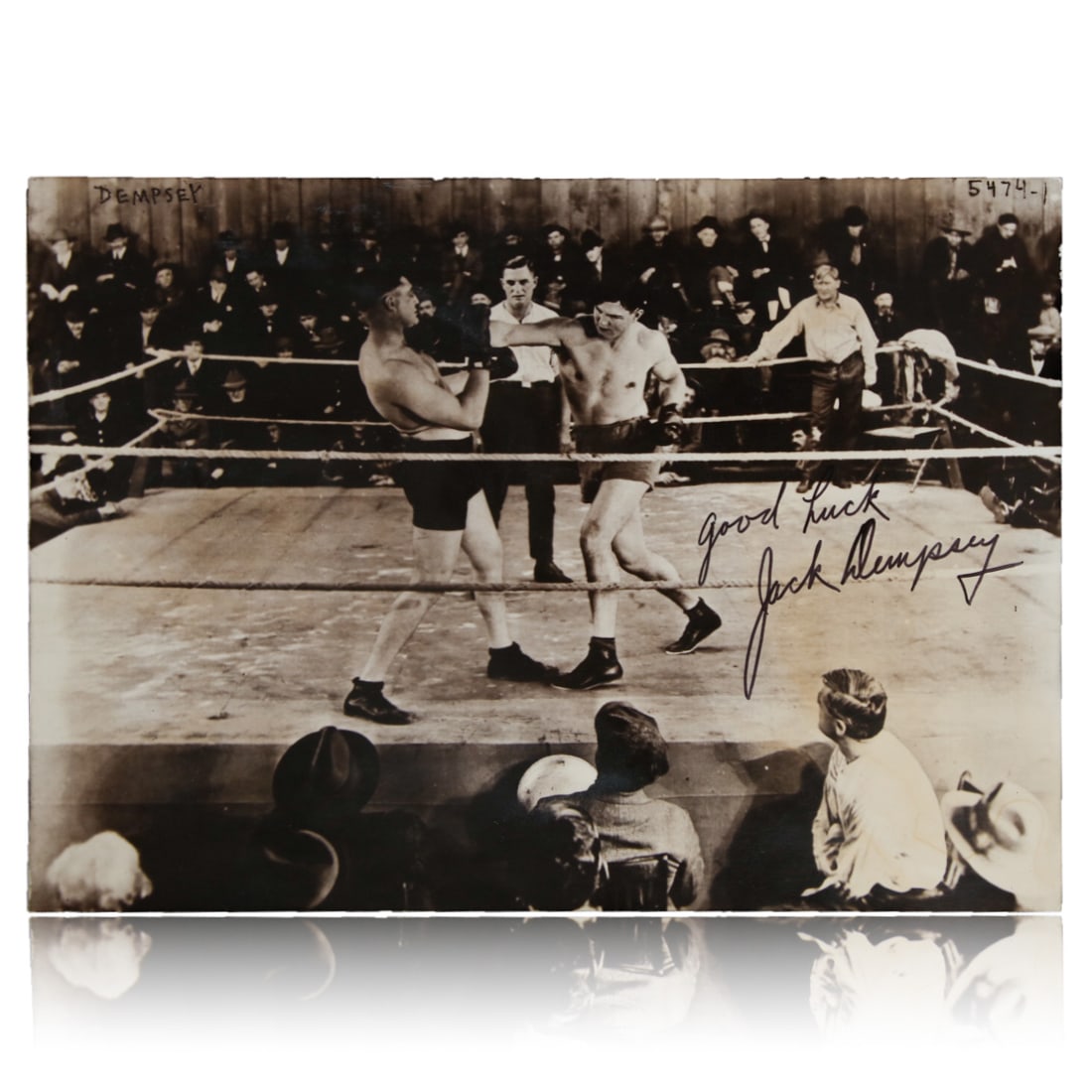 Jack Dempsey Signed Vintage Photograph Inscribed "Good Luck" (1 of 3)