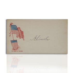 Abraham Lincoln Signed American Flag Envelope in Museum Quality Frame