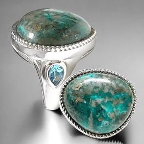 Campo Frio Turquoise & Blue Topaz Ring Size 6