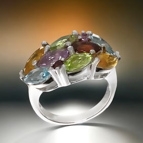 Multi-Gemstone Sterling Silver Ring with an array of colors to match any outfit