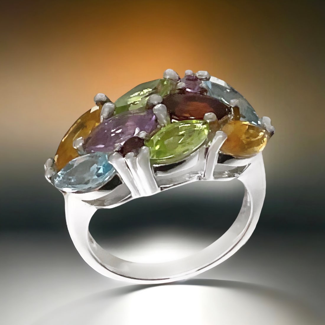 Multi-Gemstone Sterling Silver Ring with an array of colors to match any outfit (1 of 1)