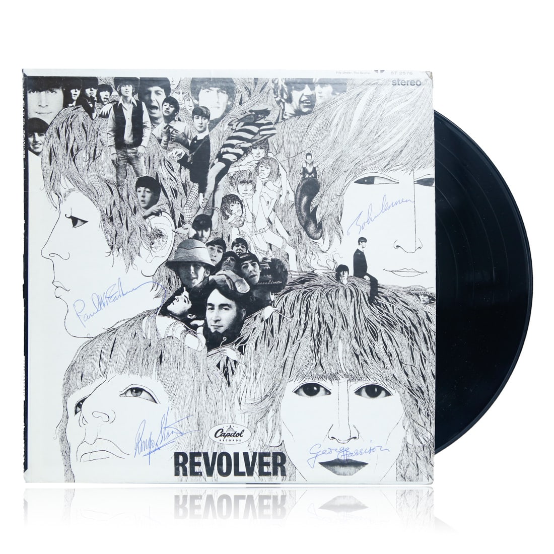 The Beatles Signed "Revolver" Album: The Beatles Signed "Revolver" Album. This item is a genuine, signed copy of The Beatles' revolutionary album "Revolver," released on August 5, 1966. The album cover and vinyl reflect signs of careful 