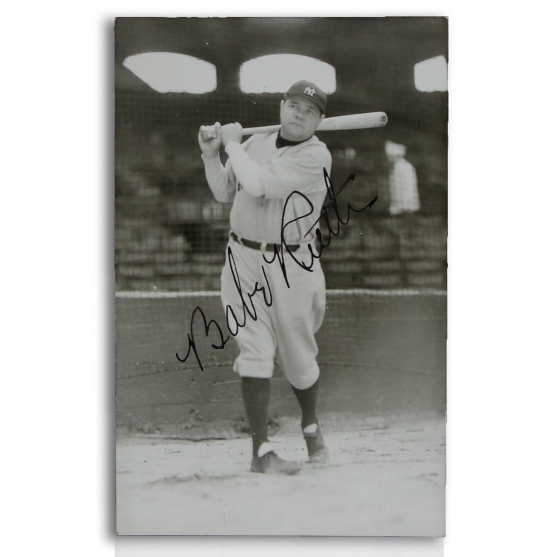 Babe Ruth Signed New York Yankees 3.5x5.5 Vintage Photograph in Museum Quality Frame (1 of 2)