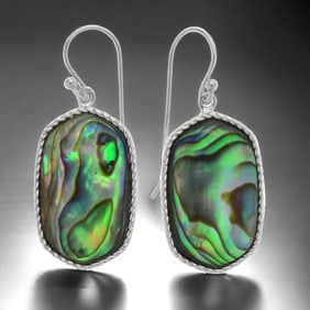 Oceanic Abalone Sterling Silver Earrings with an elegant twisted edge