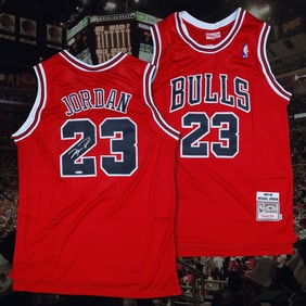 Michael Jordan Signed Red Bulls Mitchell & Ness Jersey - Upper Deck Authenticated