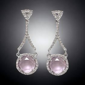 Regal Pink Amethyst & White Topaz Sterling Silver Drop Earrings