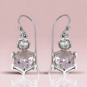 Lavish Pink Amethyst Sterling Silver Earrings with white topaz accents