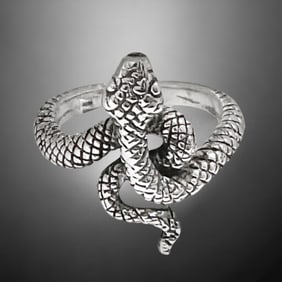 Stunning Sterling Silver Coil Snake Ring Size 9