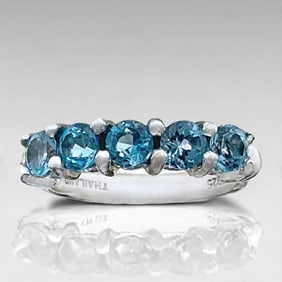 Stunning Blue Topaz Ring set in Sterling Silver - Size 7