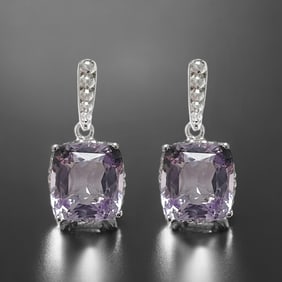 Stately Purple Amethyst Sterling Silver Earrings