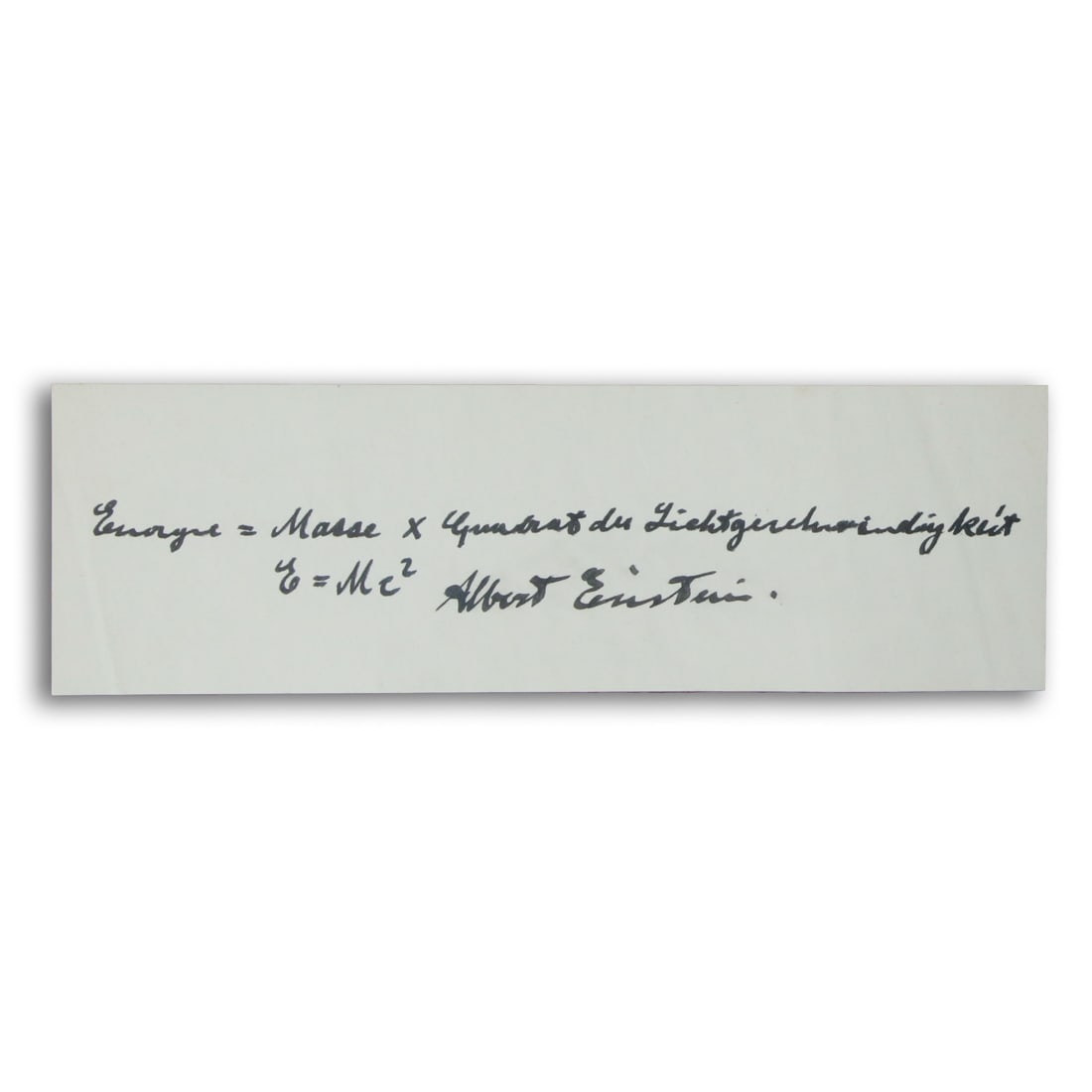 Albert Einstein Signed and Written in German E=MC2 Equation on 5x2.5 Inch Card (1 of 7)