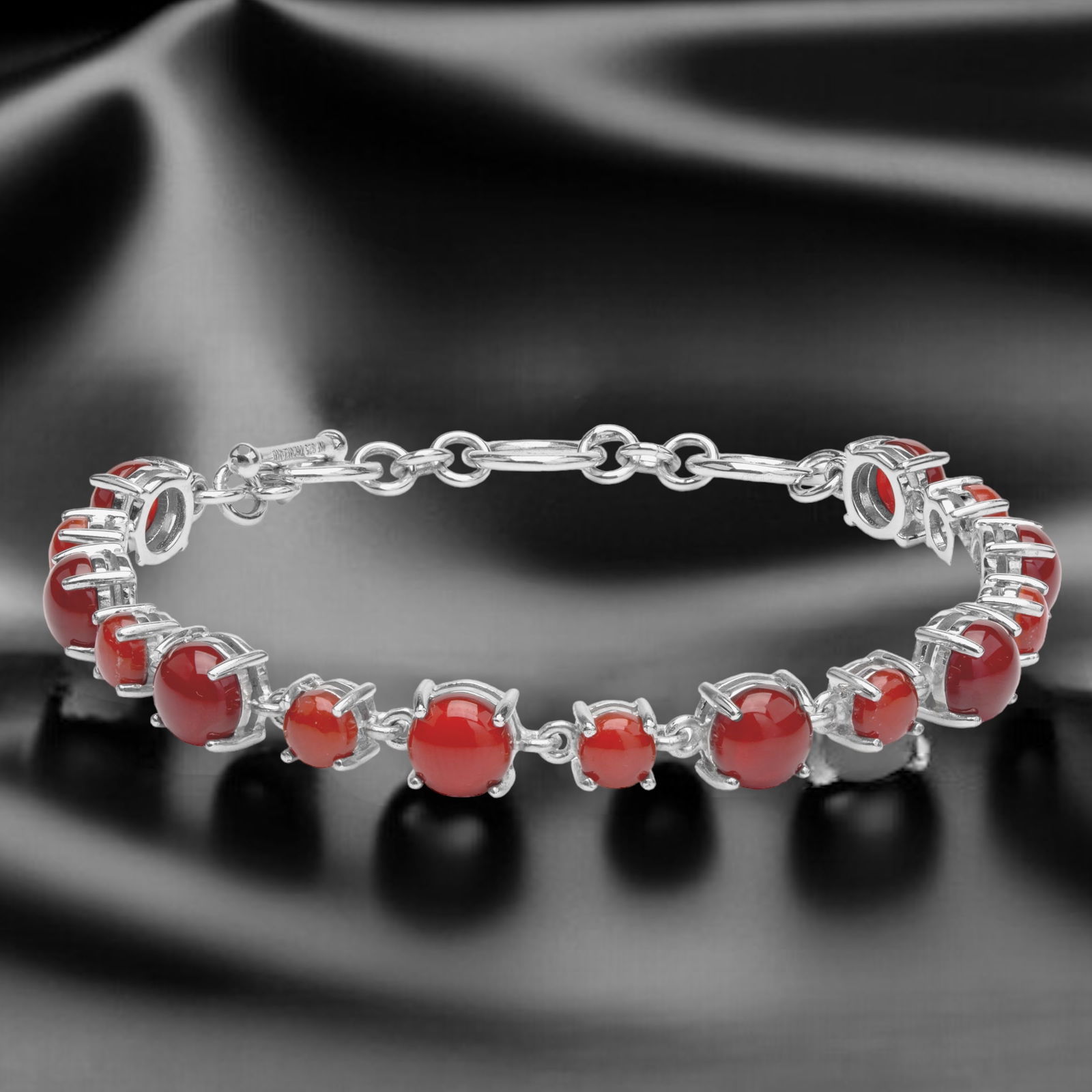 Majestic Carnelian Gemstone Sterling Silver Bracelet - 7.75 inch (1 of 1)