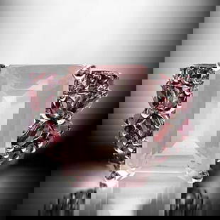 Emerald Cut Rose Quartz Sterling Silver Ring with sparkling Rhodolite Garnet: Product Details Item: Ring Metal: Sterling Silver Gemstone: Rose Quartz & Rhodolite Garnet Approximate Measurements: Width: 14.1 mm Ring Size: 7 Chain Length: Not Applicable Chain Metal: Not