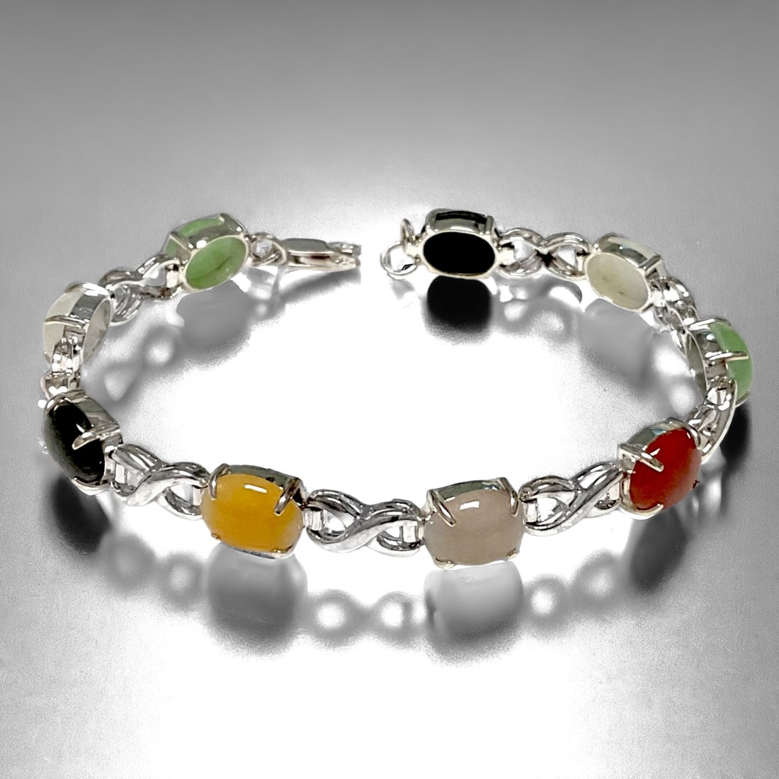 Magnificent array of Gemstones crafted in a 7.75" Sterling Silver Bracelet (1 of 1)