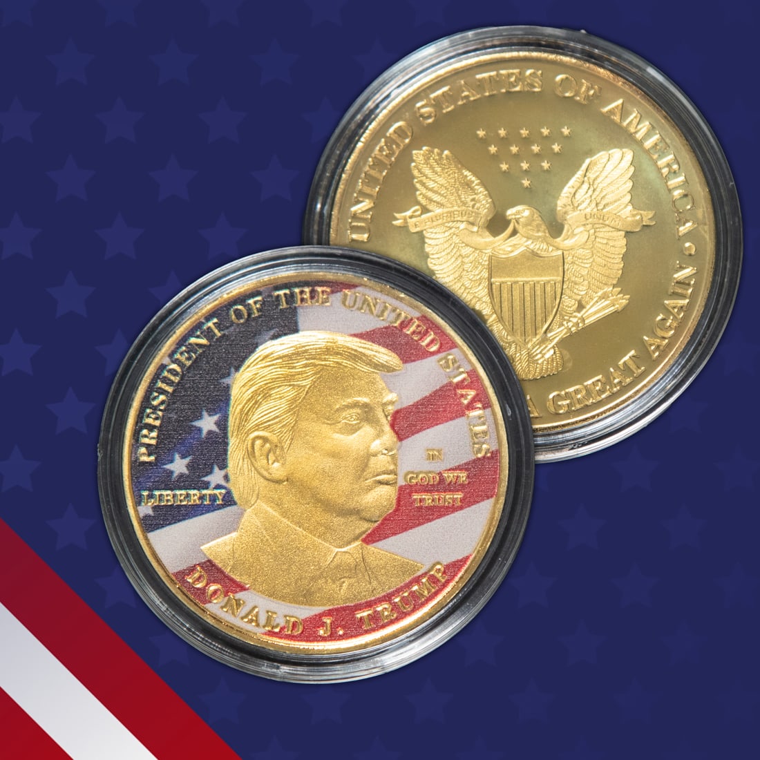 Set of 3 Colorized Donald Trump Coins: Set of 3 Colorized Donald Trump Coins