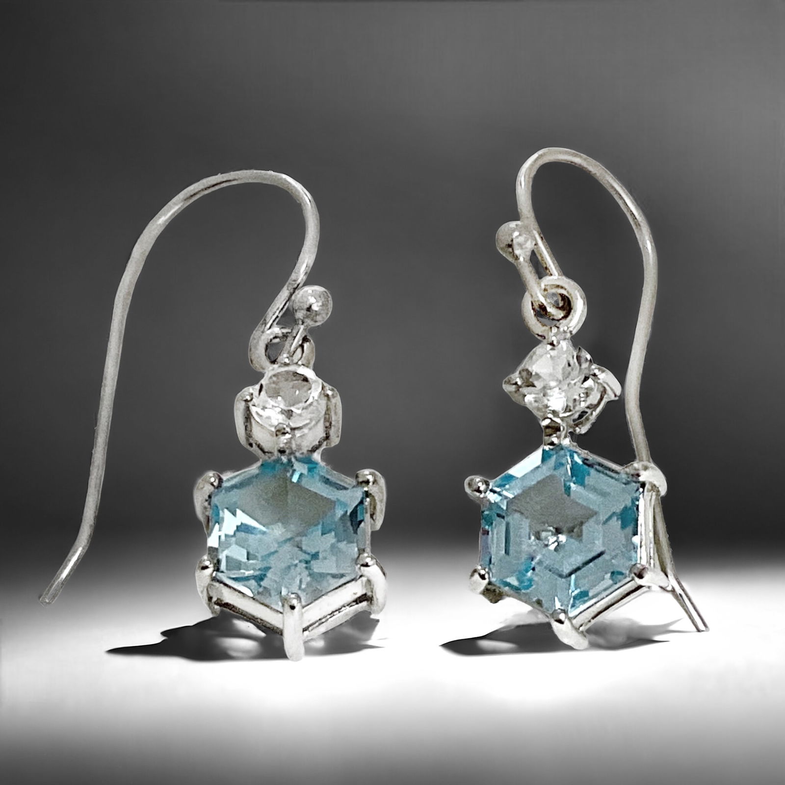 Heavenly Sky Blue Topaz & White Topaz Sterling Silver Earrings (1 of 1)