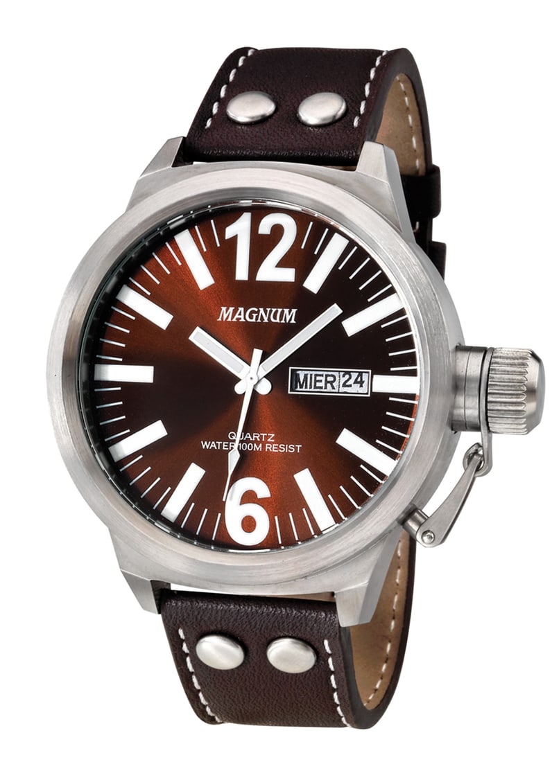 Magnum Principal: Classic Vintage Style Timepiece with Canteen Crown, Day, Date Function and Sunray (1 of 1)