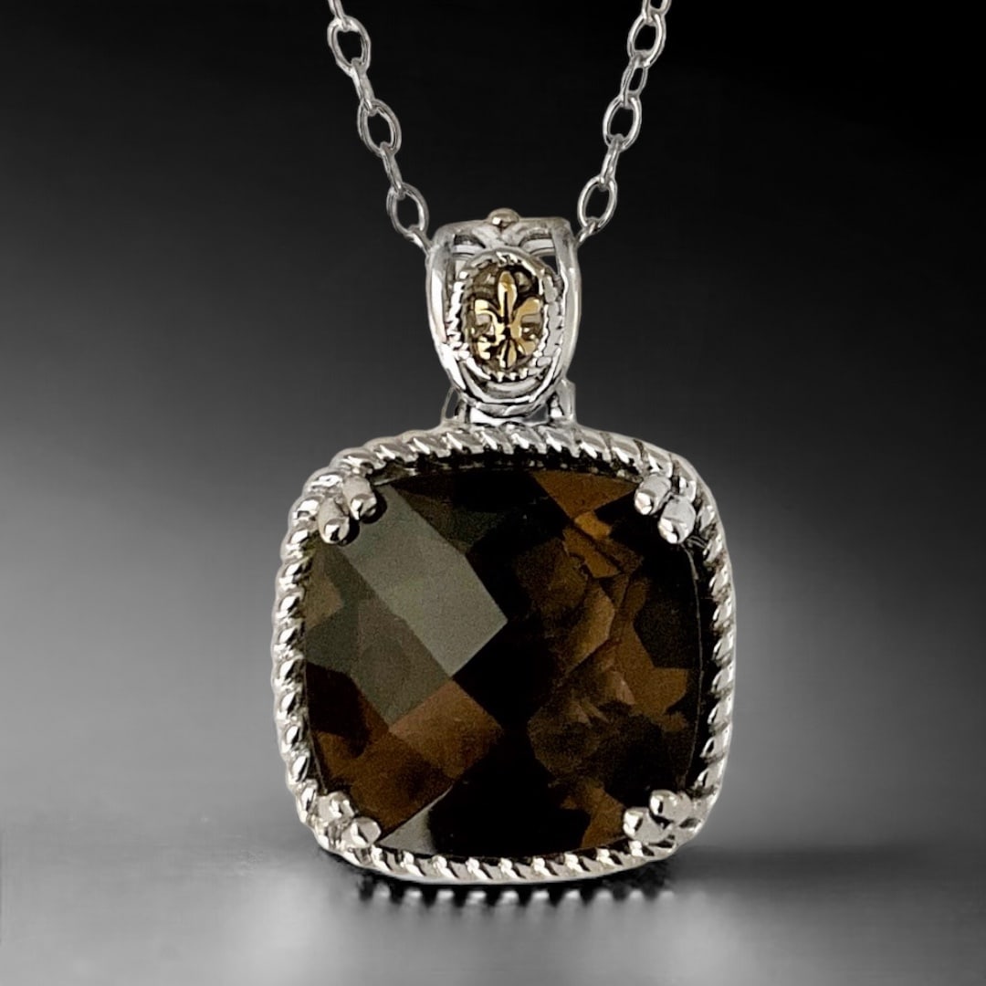 14K Gold & Sterling Silver Smoky Quartz Pendant with 18" Sterling Silver chain (1 of 1)