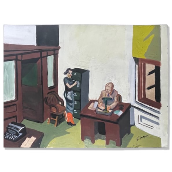 Edward Hopper 9X12 "Office at Night" Painting 1940 (1 of 4)
