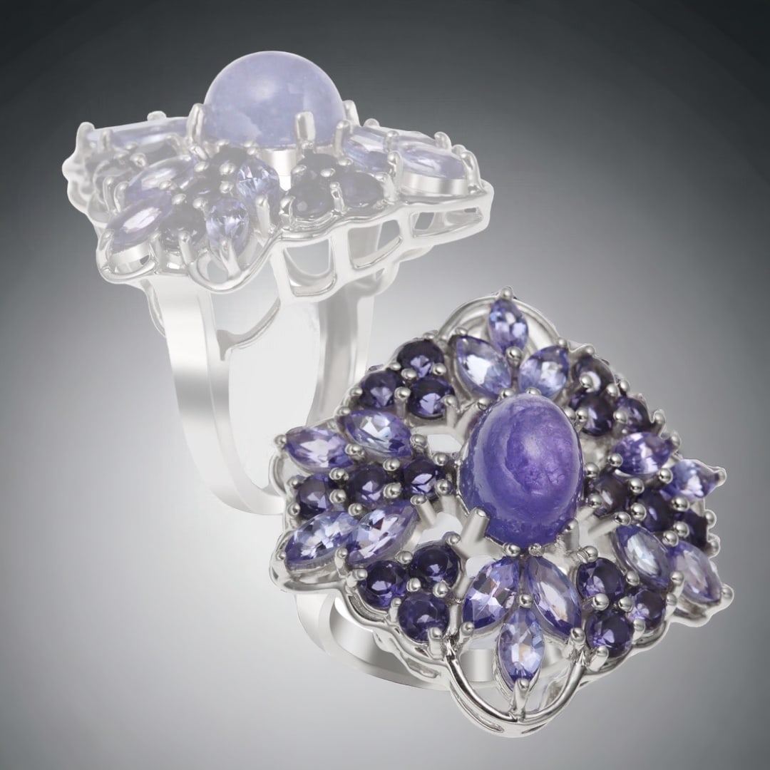 2.66 ctw Tanzanite & Iolite Gems set in a beautiful Sterling Silver Ring - Size 6 (1 of 1)