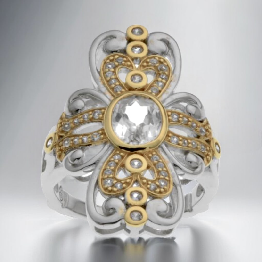 Regal Simulated Diamond Scroll Design Ring crafted in Sterling Silver - Size 8 (1 of 1)