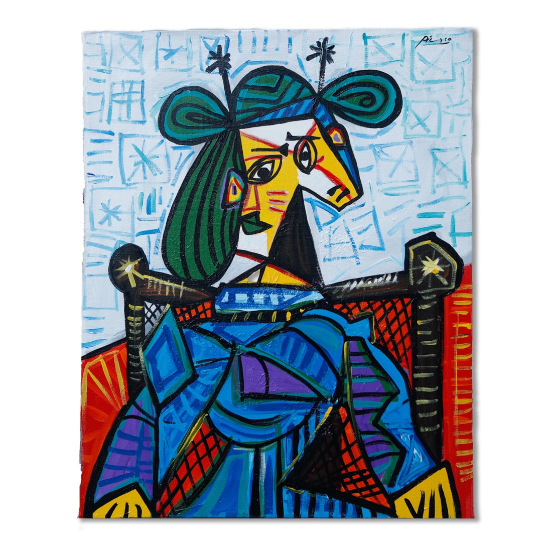 Picasso 1968 16x20 Woman in a chair oil on canvas (1 of 4)