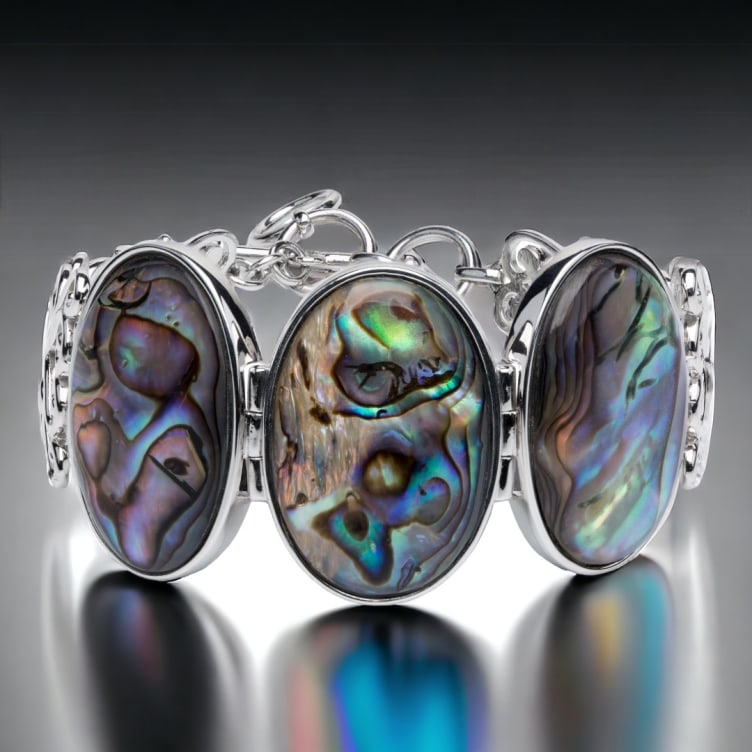 Abalone Sterling Silver Toggle Bracelet 8.5" with Sunset Colors (1 of 1)