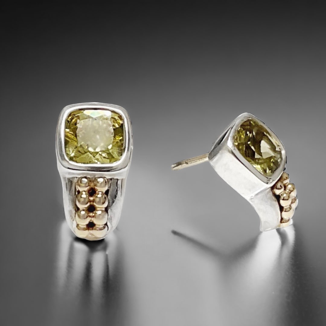 Enchanting 14K Gold & Sterling Silver Lemon Quartz Earrings (1 of 1)