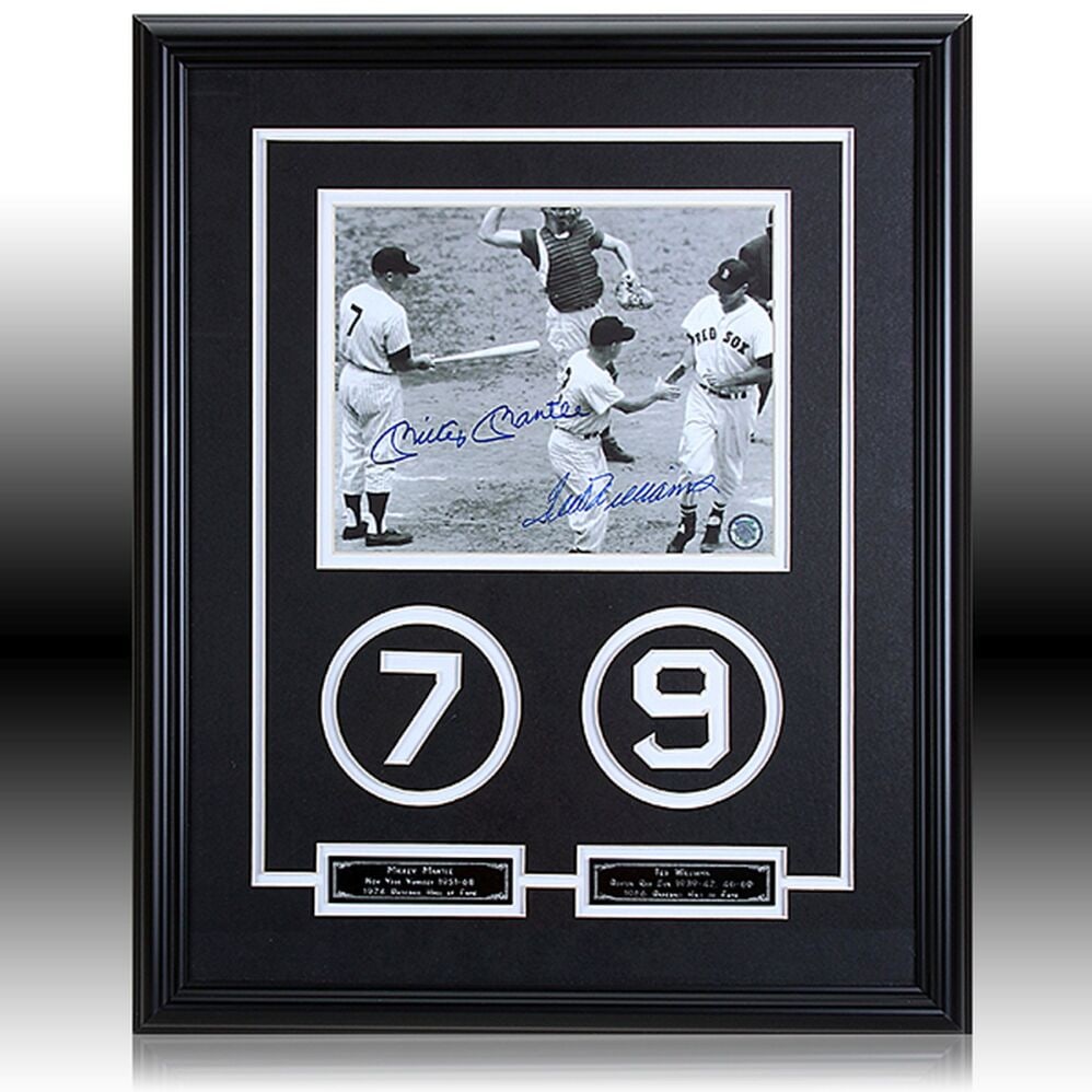 Genuine Ted Williams & Mickey Mantle Signed 8x10: Extraordinary Ted Williams & Mickey Mantle Signed 8x10, Museum-Quality Custom Designed Frame. Up for your consideration is an extraordinary piece carved into the annals of Baseball history - an autogr