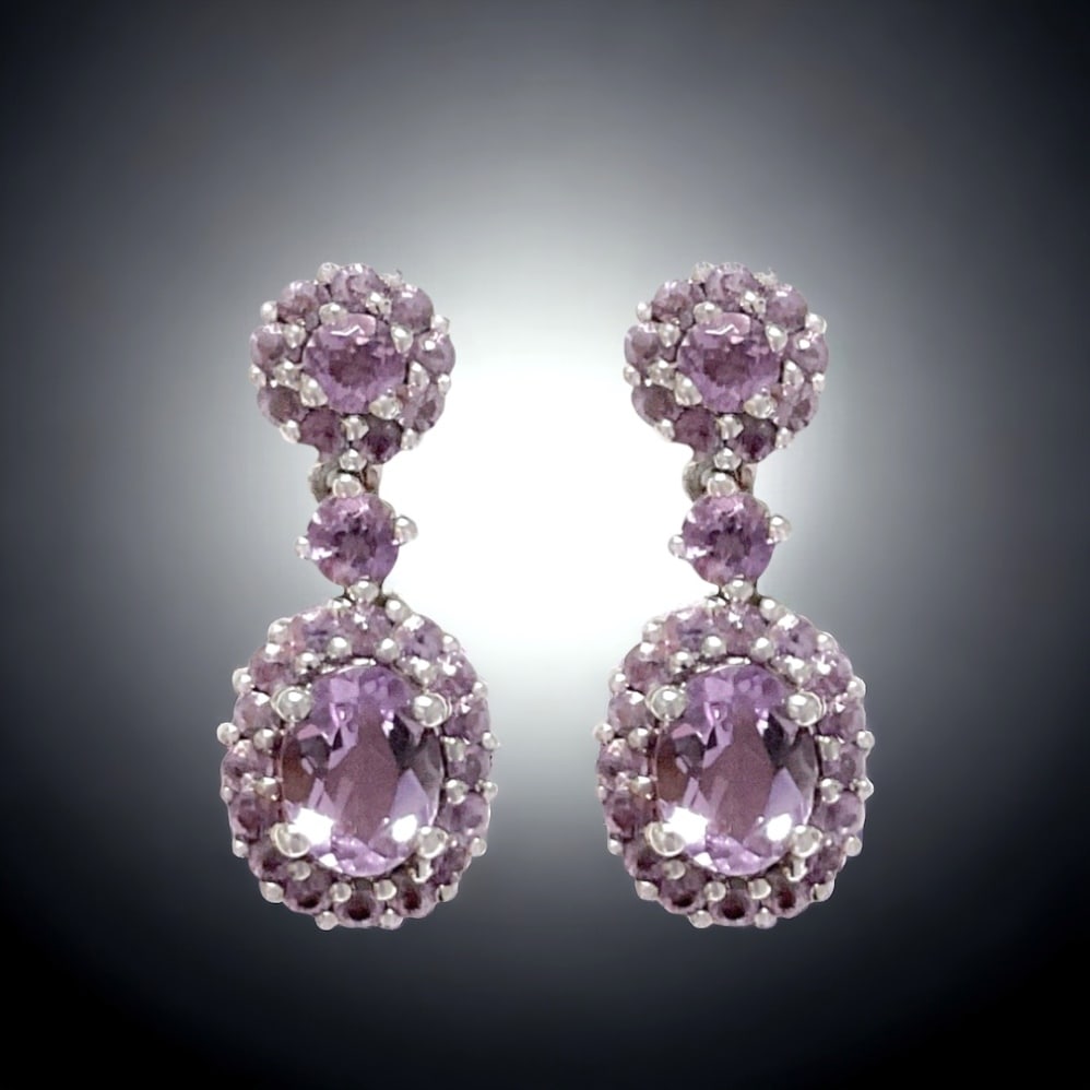 Pave Amethyst Earrings set in Sterling Silver (1 of 1)