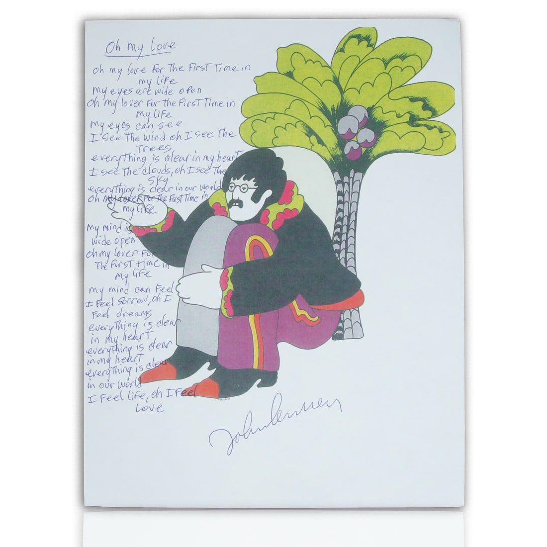 John Lennon Signed Handwritten "Oh My Love" Lyrics on Stationary (1 of 3)