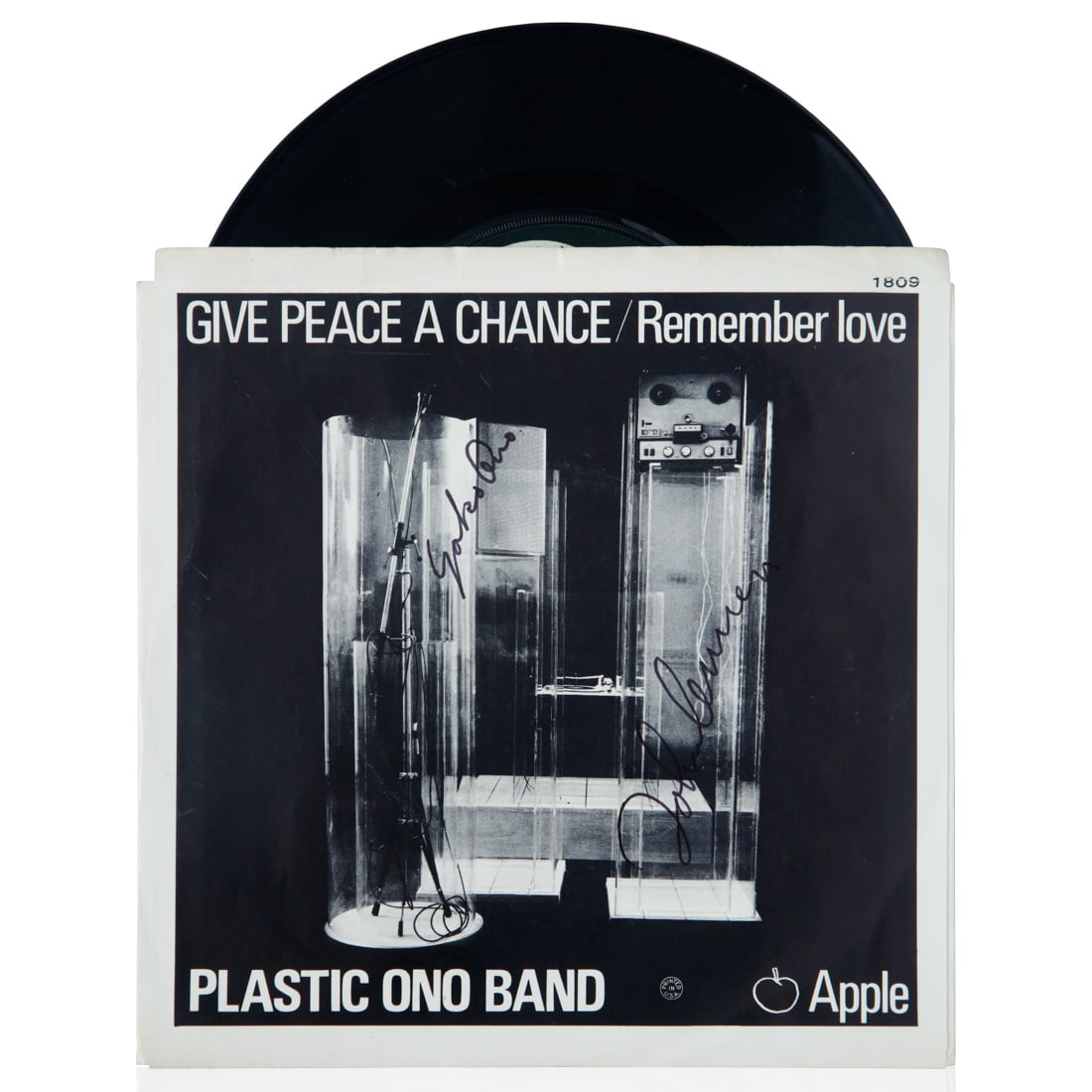 John Lennon & Yoko Ono Signed "Give Peace a Chance/Remember Love" Single LP (1 of 5)