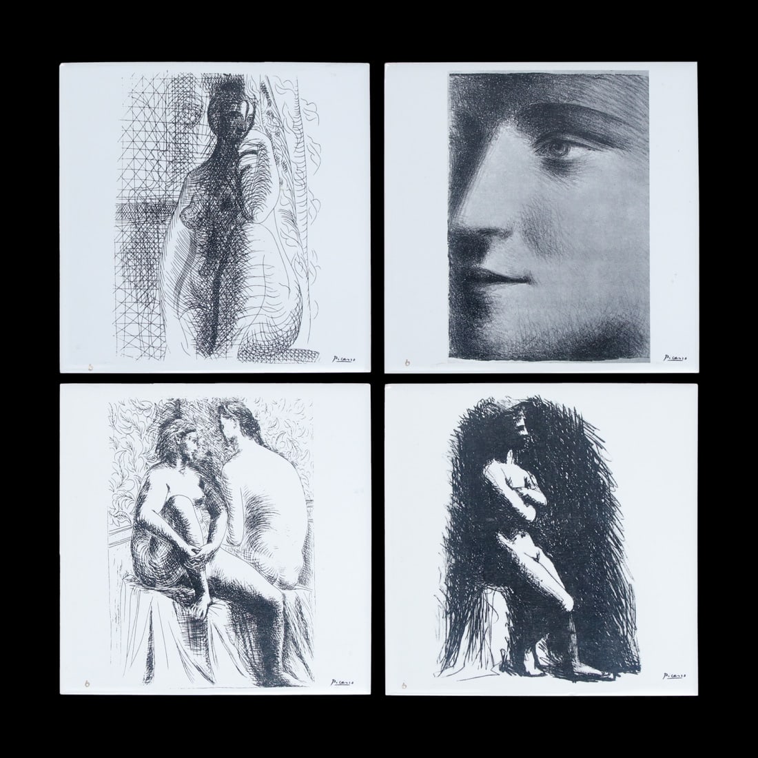 Pablo Picasso "La Femme" Ceramic Square Tiles - Set of 4 with Easels (Battram Galleries Edition) (1 of 15)