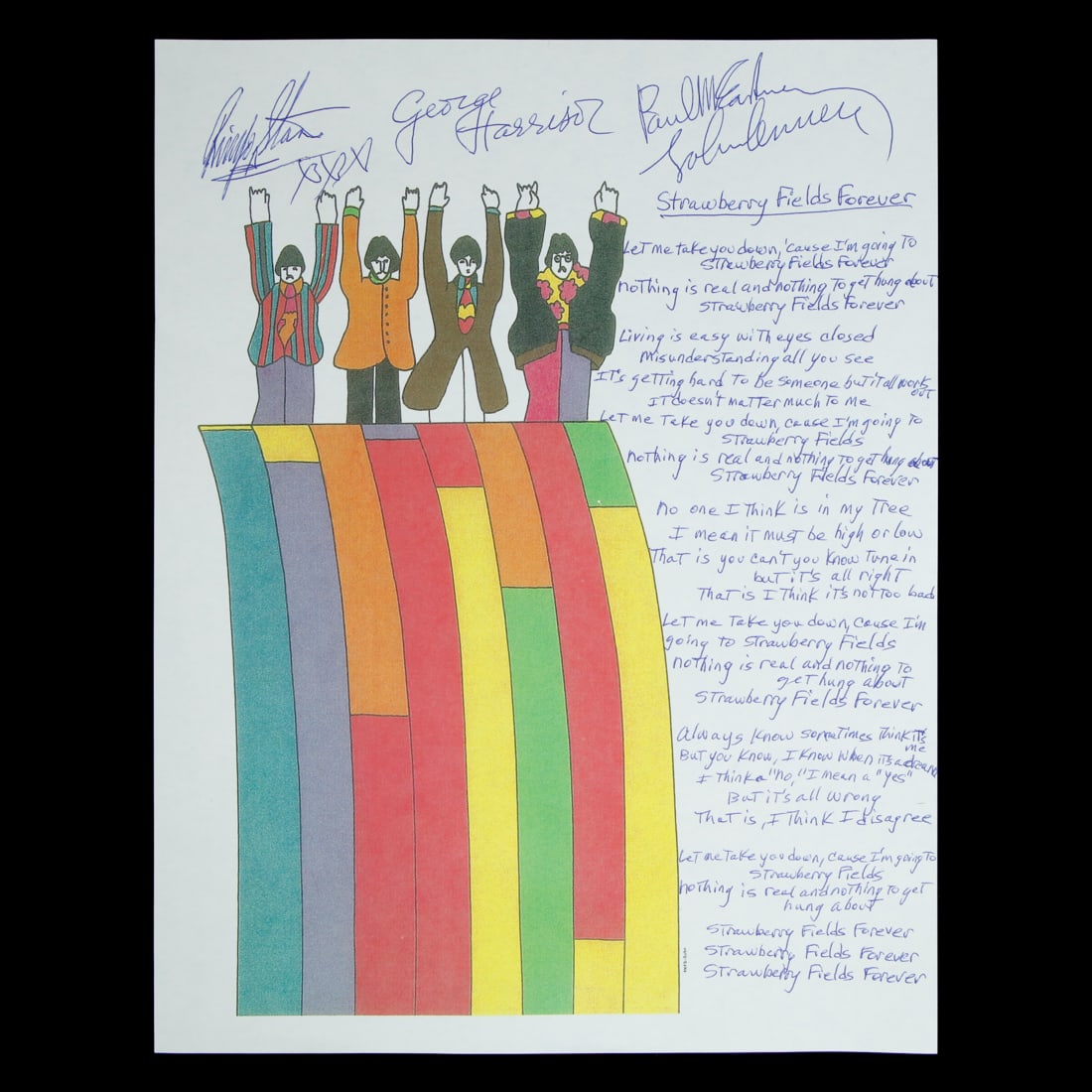 Beatles Signed "Strawberry Fields Forever" Handwritten Lyrics (1 of 3)