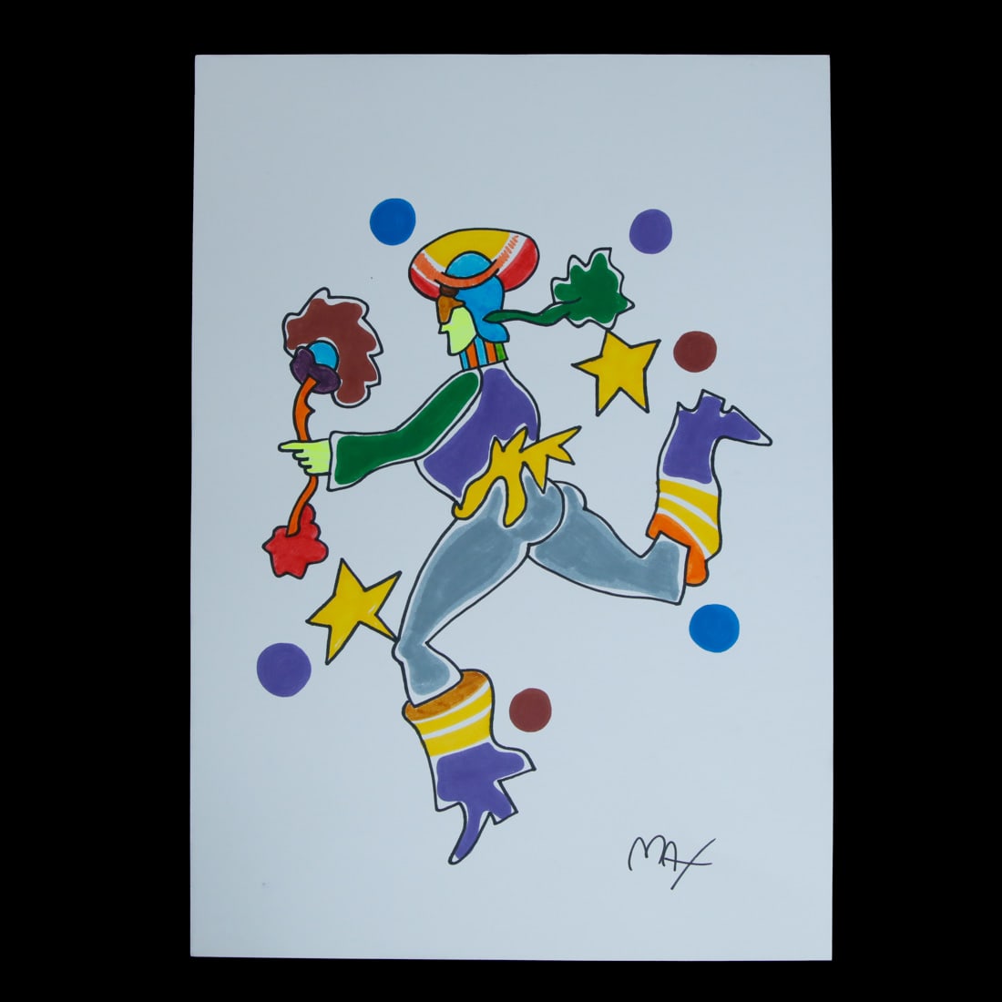 Peter Max Signed Watercolor Drawing on 8x12 Paper (1 of 4)