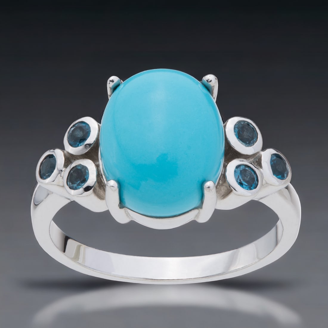 Heavenly Sonora Beauty Turquoise Sterling Silver Ring set with London Blue Topaz - Size 9 (1 of 1)