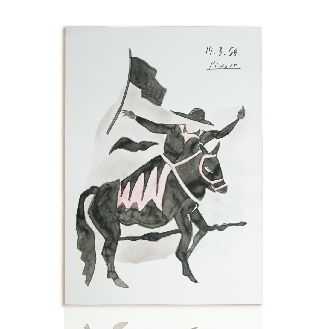 Pablo Picasso Signed 8x12" Watercolor Dated March 14, 1968 (1 of 9)