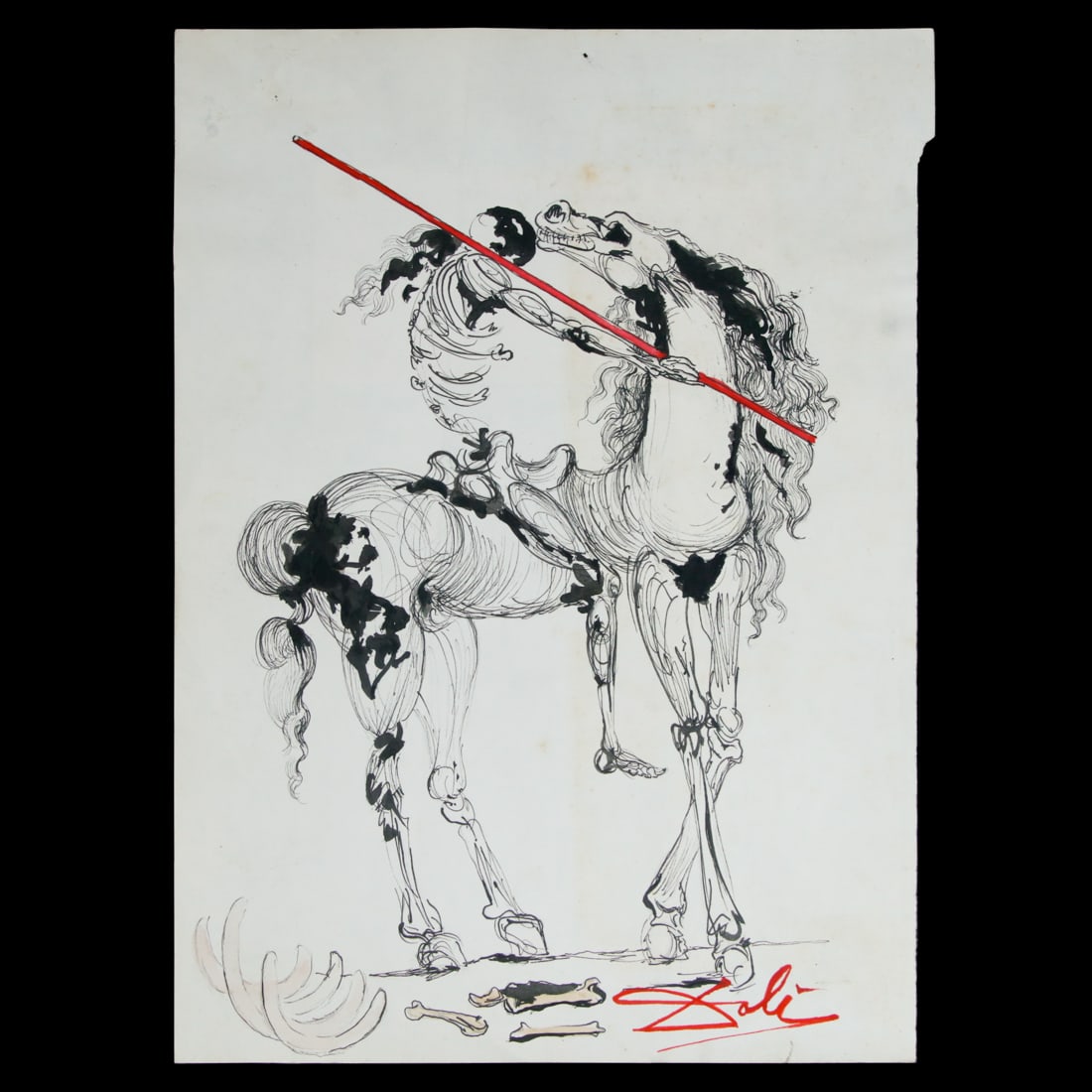 Salvador Dali Drawing with Ink on 25x18cm Paper - Signed Dali in Red (1 of 7)