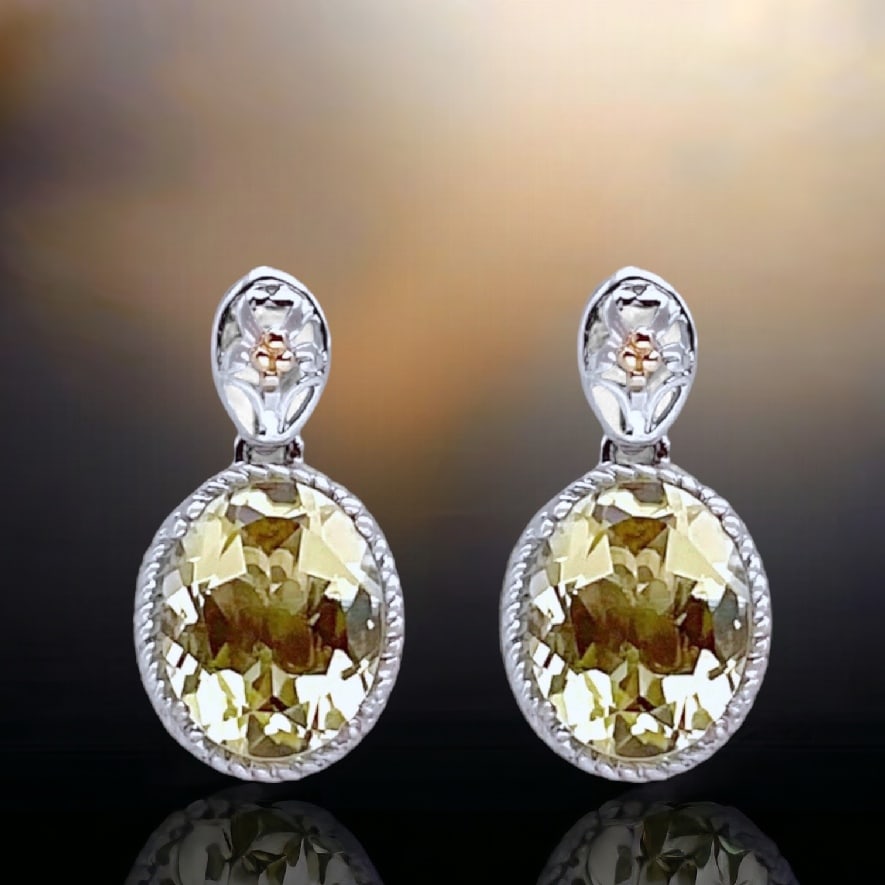 Regal 14K Gold & Sterling Silver Lemon Quartz Earrings (1 of 1)
