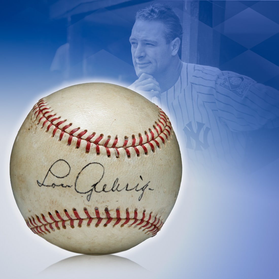 Lou Gehrig Signed Official League Baseball - Signature on Sweet Spot (1 of 8)